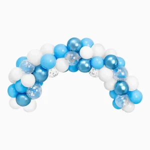 40 Balões Azul Branco e Prata 30cm
