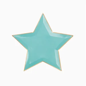 6 Pratos de Papel Estrela Menta
