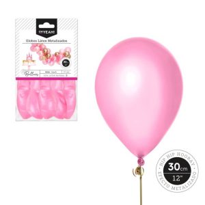 10 Balões Metalizados Rosa 30cm