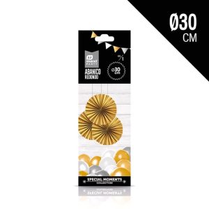 Abanico Decorativo Ouro 30cm