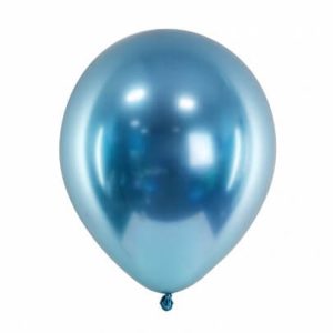 100 Balões Látex Cromados Azul 30cm