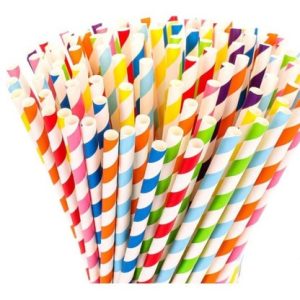 25 Palhinhas Coloridas com Listas