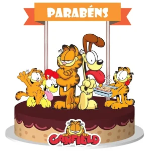 Topo de Bolo em Papel Garfield