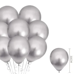 4 Balões Metalizados Prata 30cm