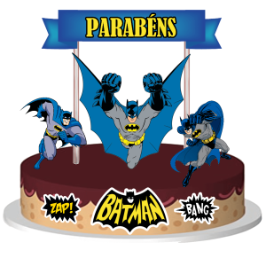 Topo de Bolo em Papel Batman
