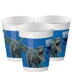 8 Copos de Plástico Dinossauros 200ml