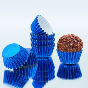 100 Forminhas para Brigadeiro Azul Metalizado nº5